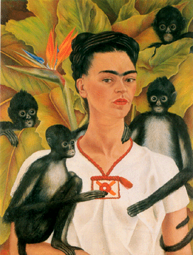 self-portrait with monkeys, freida kahlo, 1942